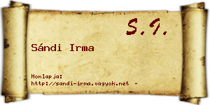 Sándi Irma névjegykártya